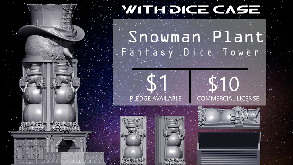 Winter Holidays - Snowman Plant Fantasy Dice Tower STL File