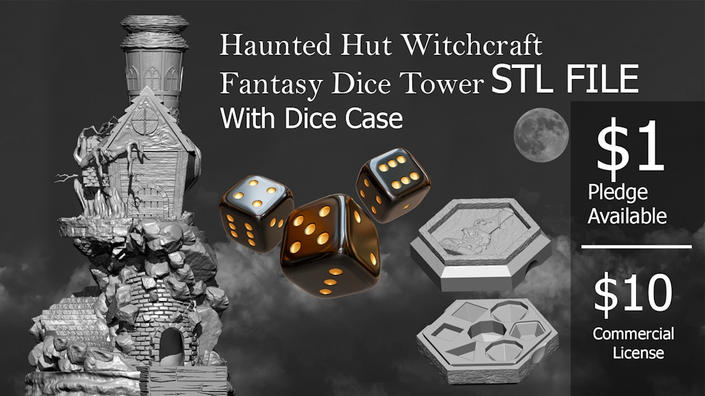 Haunted Hut - Witchcraft Fantasy Dice Tower STL File