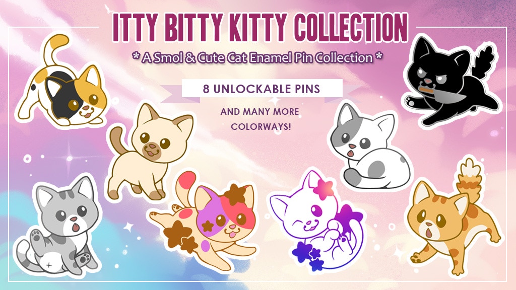 Itty Bitty Kitty Collection - a set of cute tiny cat pins