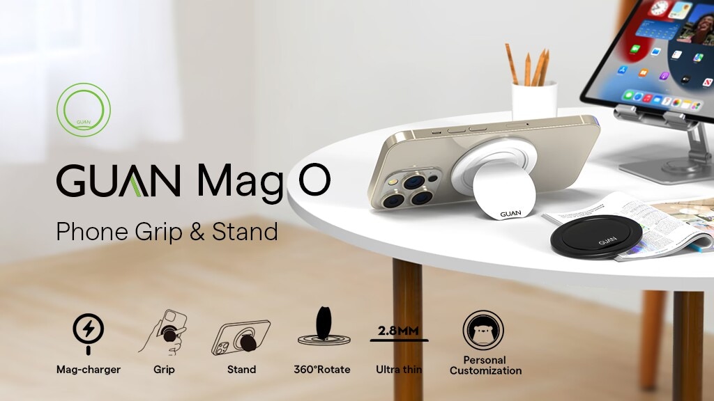 GUAN Mag O ：Multi-application Snap Grip/Stand for All Phones