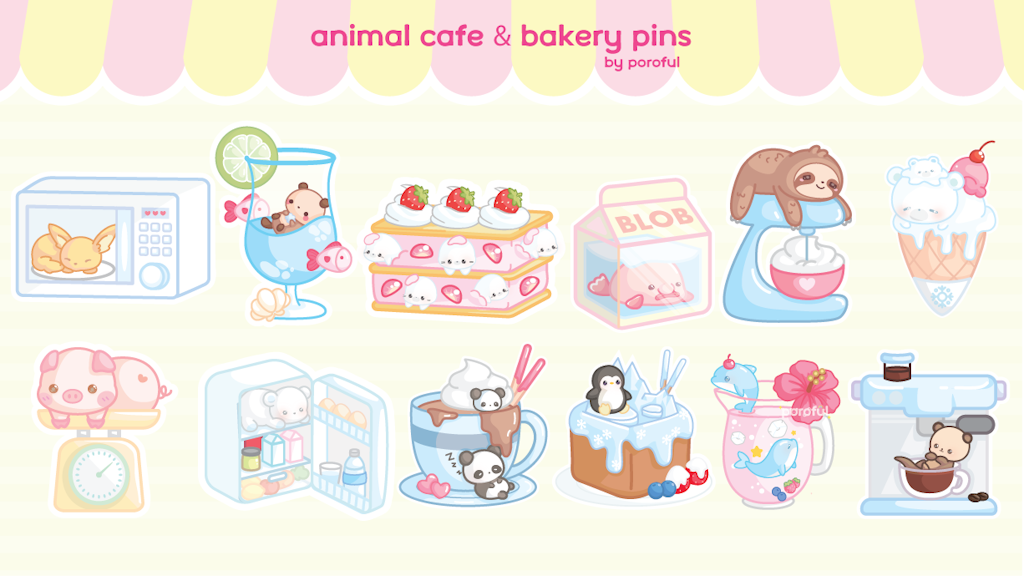 Floofy Dessert & Sweets Cafe Enamel Pins