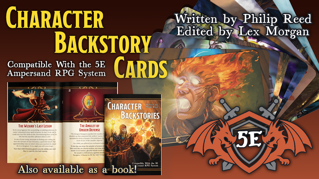 Character Backstory Cards, Designed for the 5E Ampersand RPG