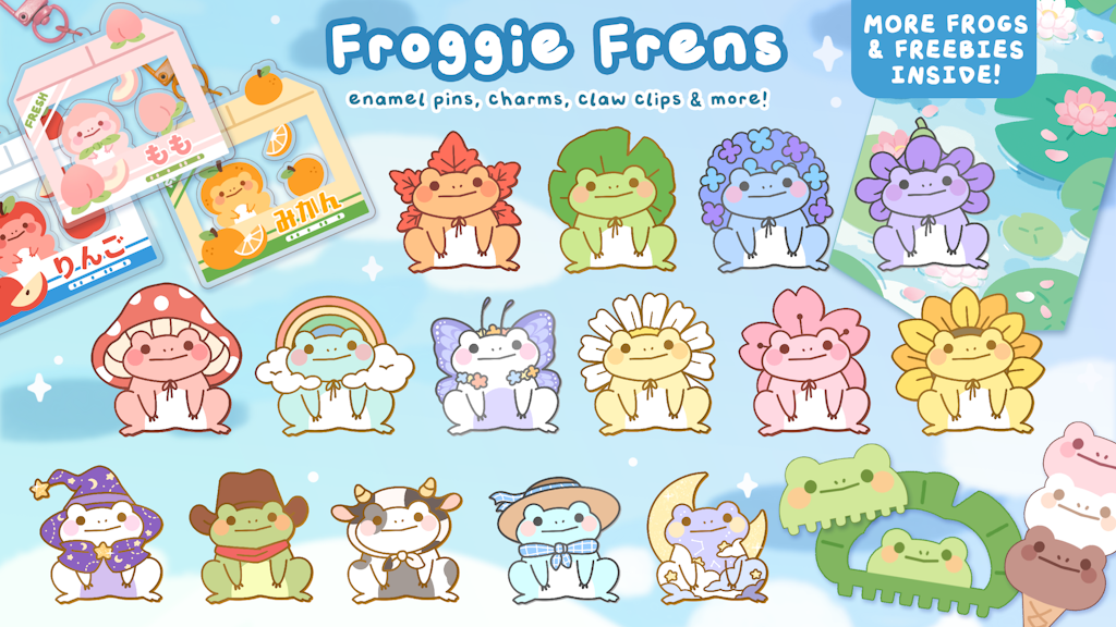 Froggie Frens Enamel Pin Collection