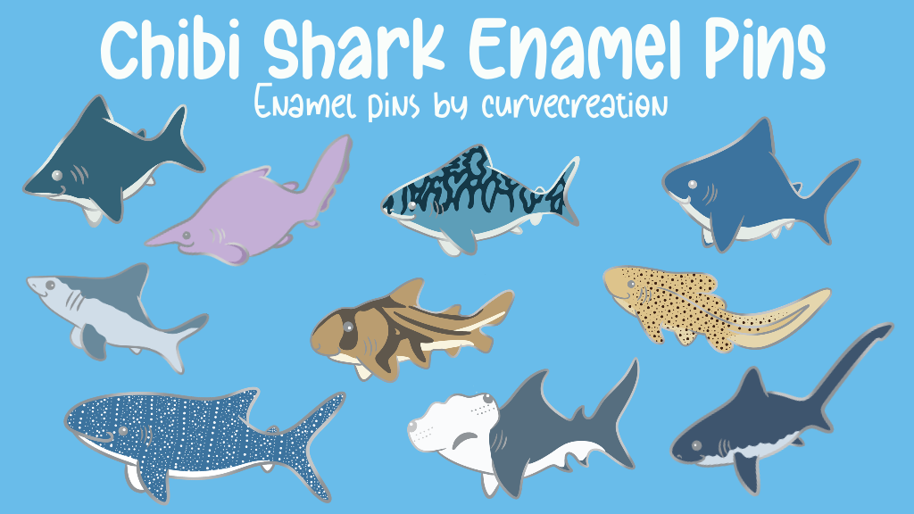 Chibi Shark Enamel Pins
