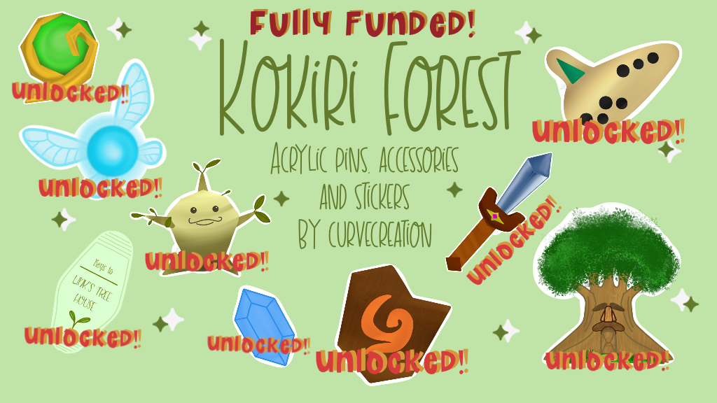 Kokiri Forest Acrylic pins, Charms and Stickers