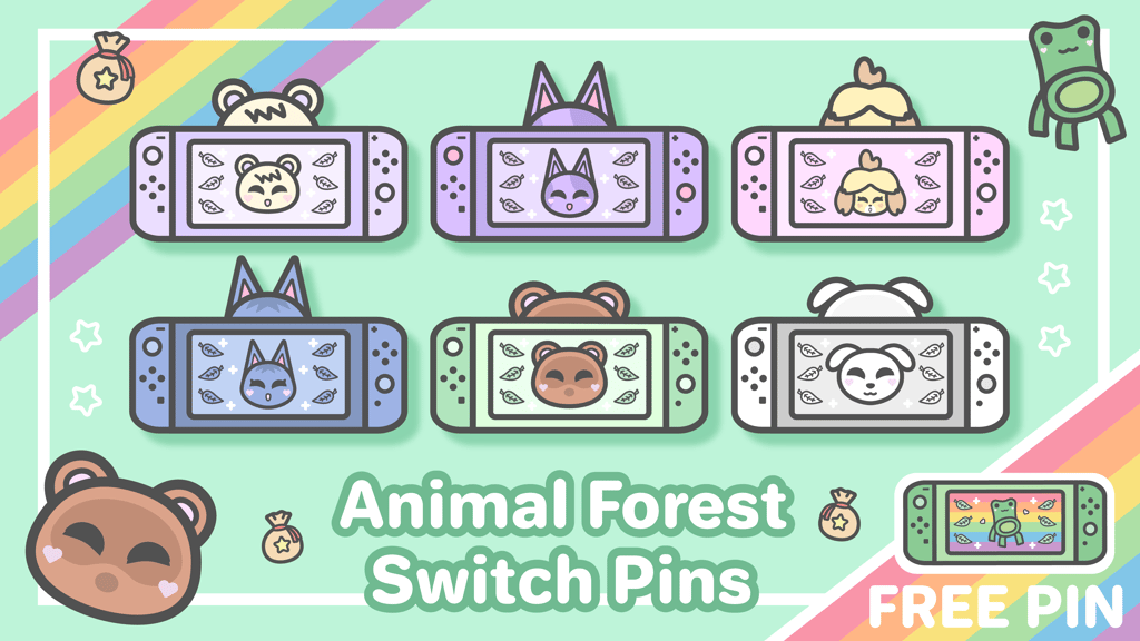 Animal Forest Switch Enamel Pins