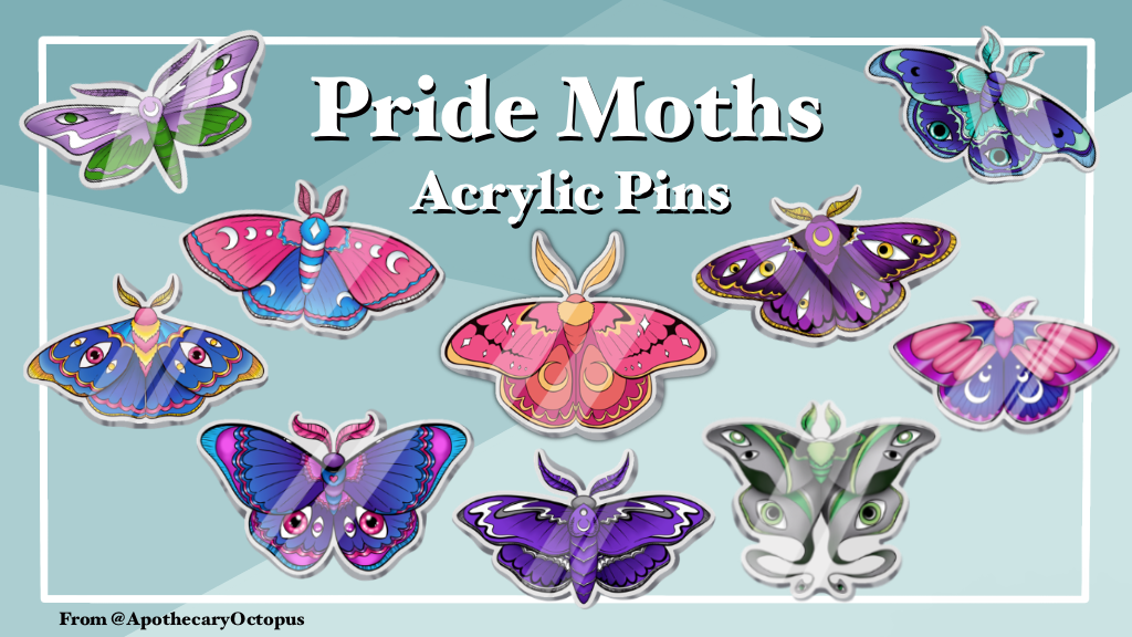 Subtle Pride Moths- Acrylic Pins