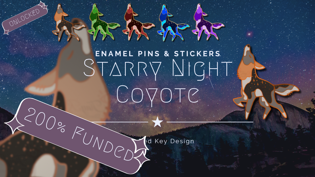 Starry Night Coyote Pins & Stickers