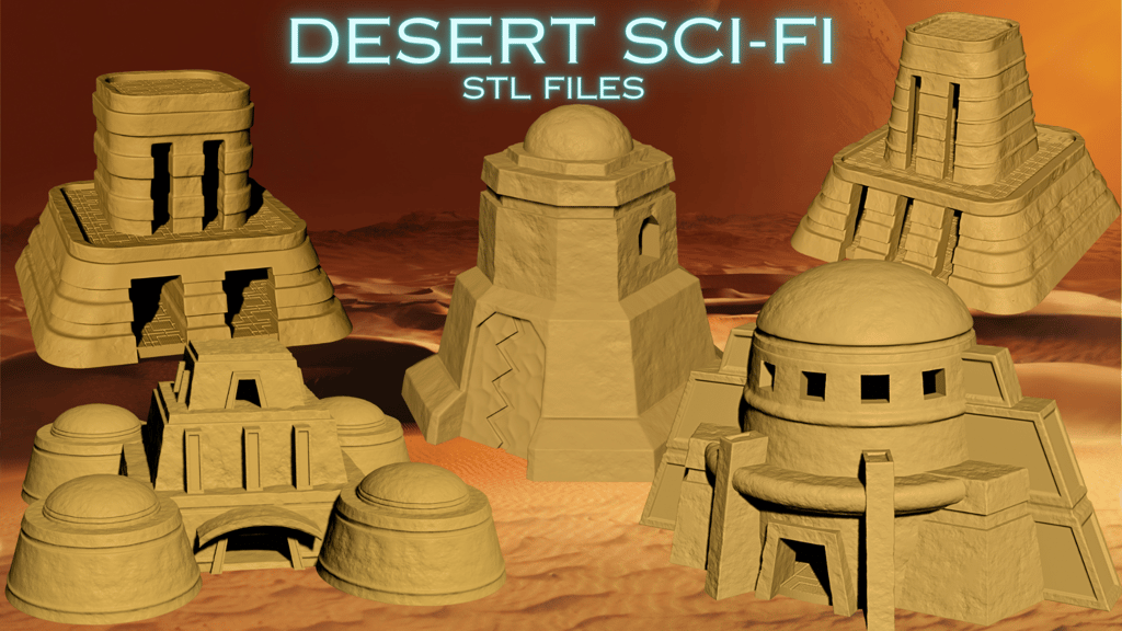 Desert Sci-Fi buildings-Pay what you want Stl files