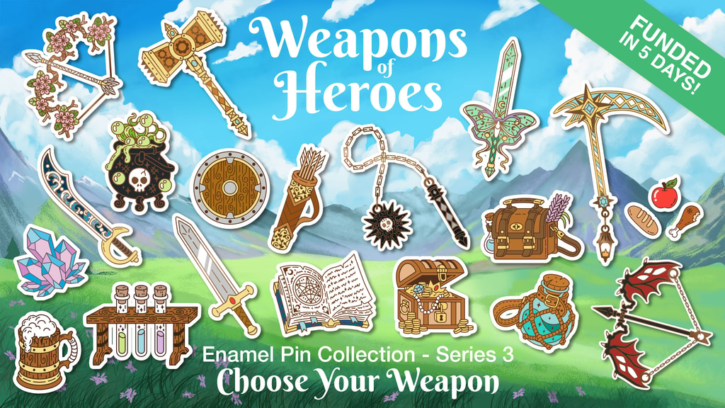 Weapons of Heroes 3 - Fantasy RPG Enamel Pin Set