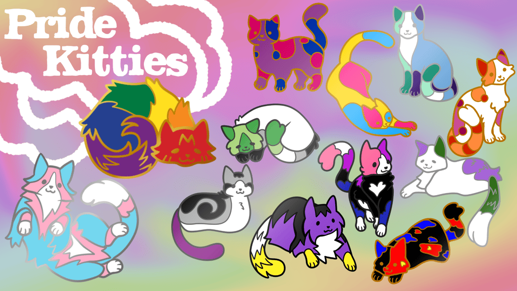 Pride Kitties REDUX: Enamel Pins & Stickers