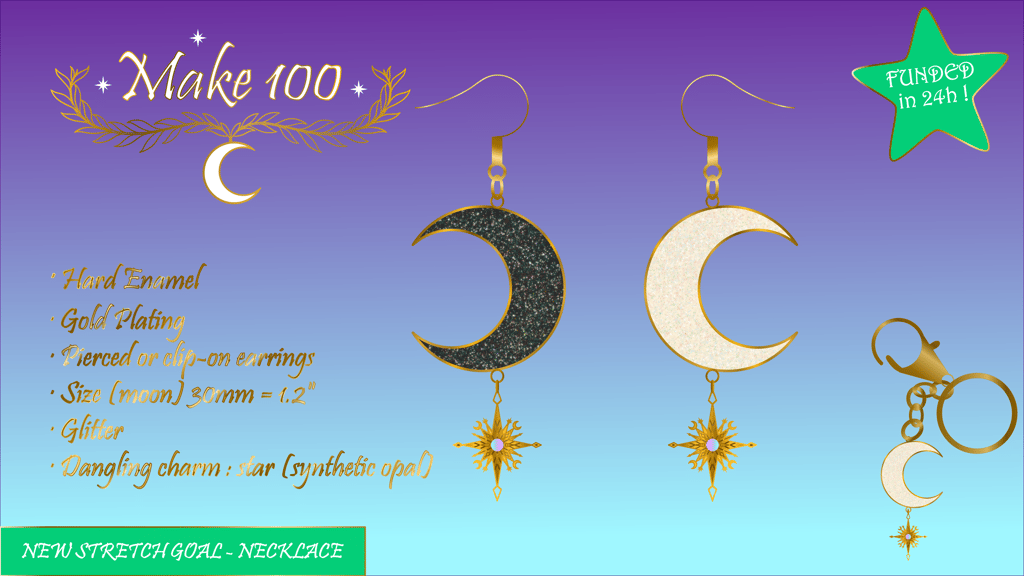 Magic Mix & Match Moon Earrings & Keyring - Make 100