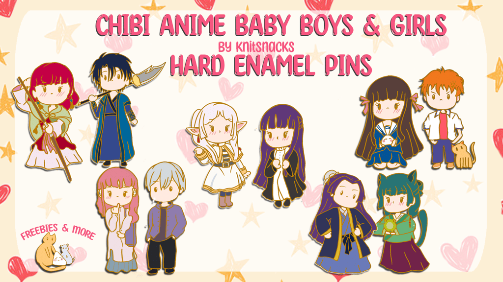 Chibi Anime Shoujo Girls and Boys Enamel Pins