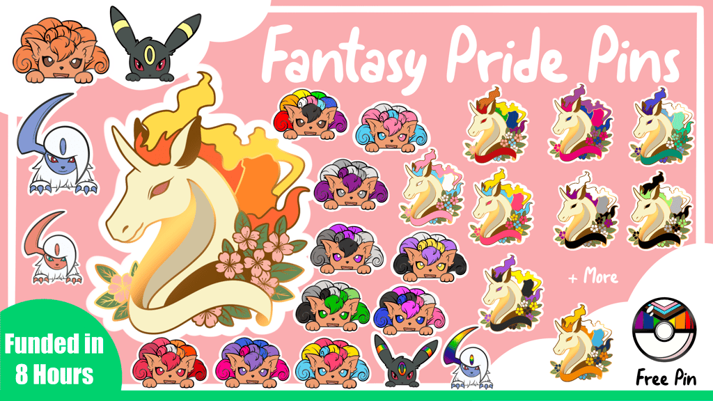 Fantasy Fox and Unicorn LGBTQIA Pride Enamel Pins