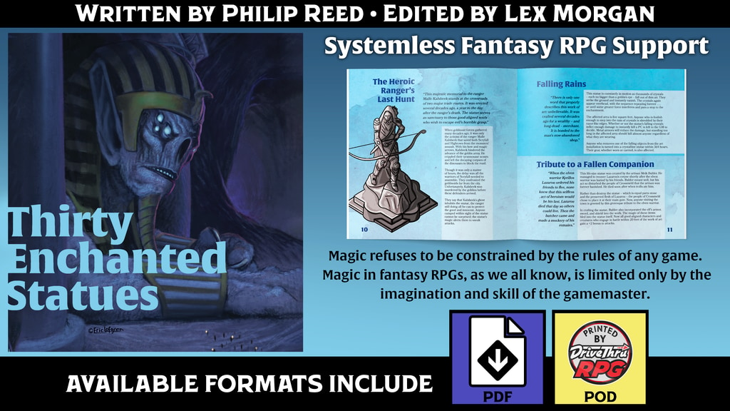 Thirty Enchanted Statues, Fantasy RPG Support by Philip Reed