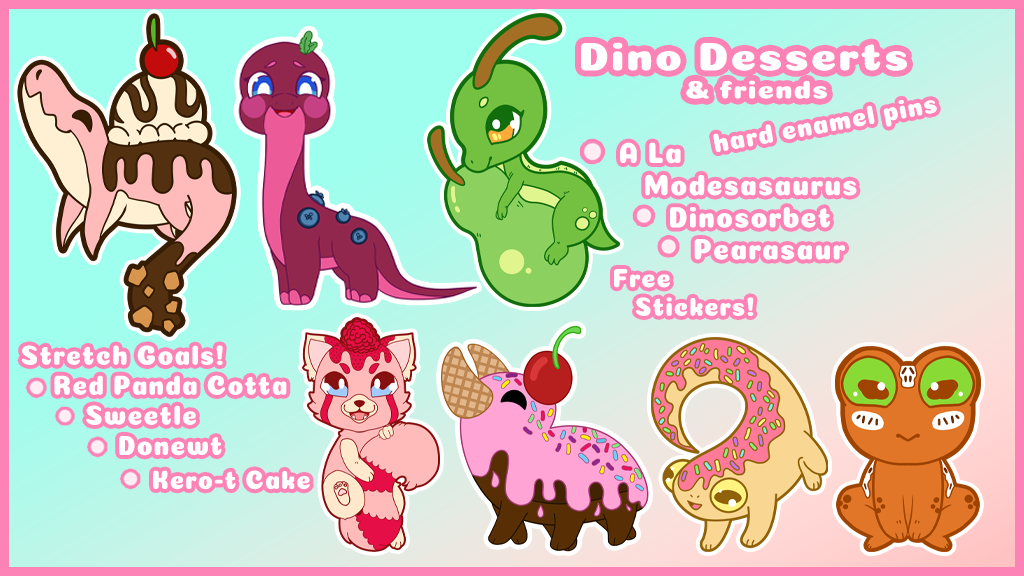 Dino Desserts & Friends Enamel Pins by Honey Herds