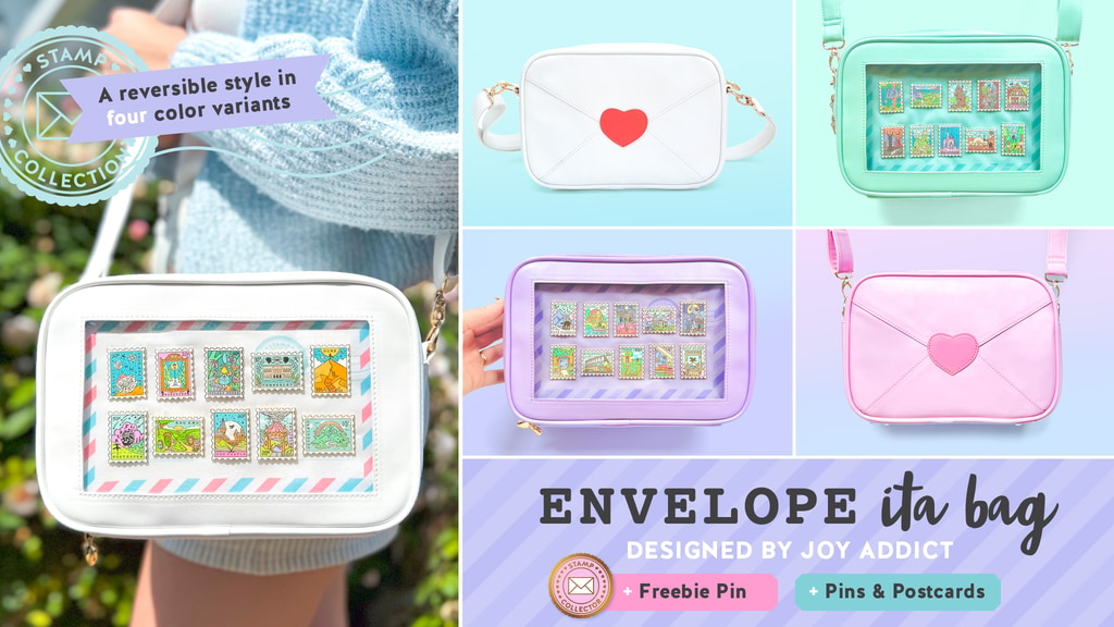 ♡ Envelope Ita Bag + Enamel Pins + Postcards ♡