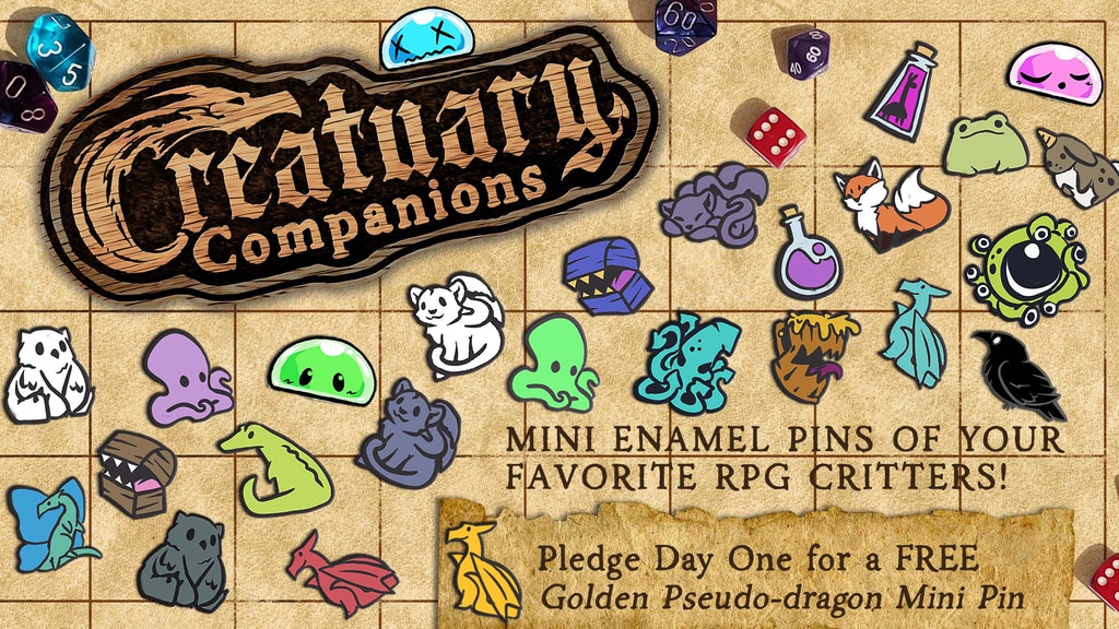 Creatuary Companions! RPG Enamel Mini Pins