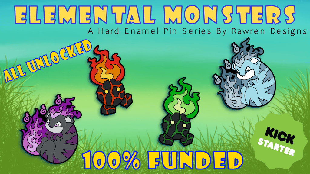 Elemental Monsters: A Hard Enamel Pin Series