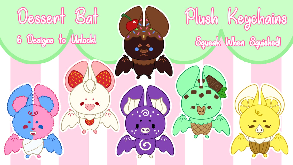 Dessert Bat Plush Keychains