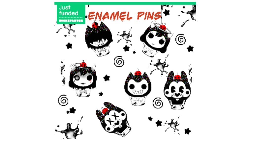 bendy Ink machine cupcake enamel pins