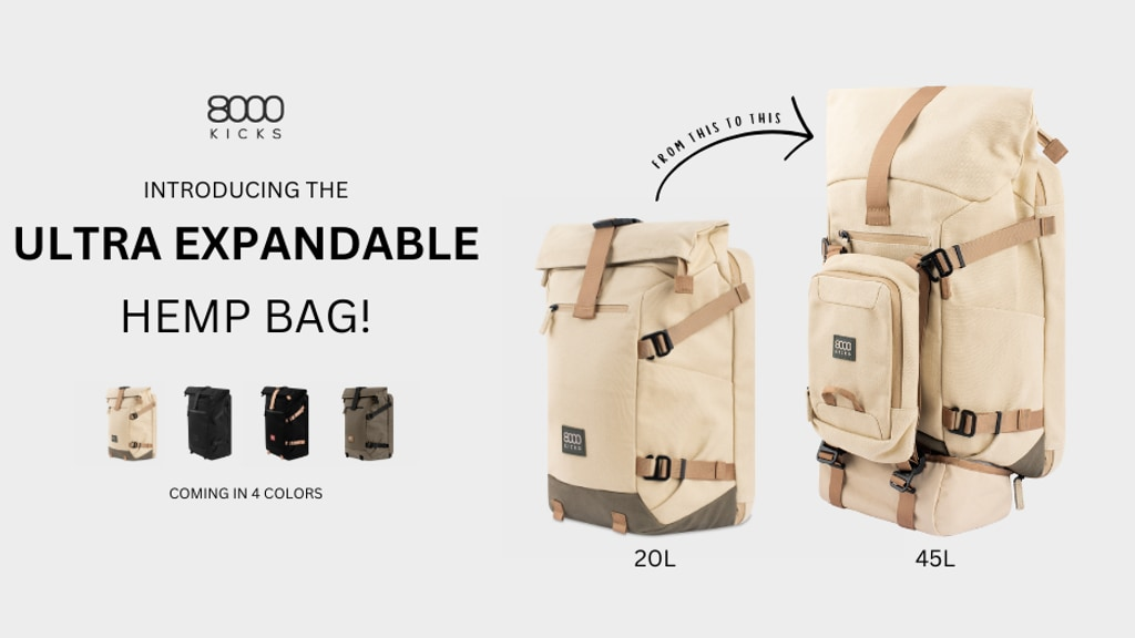 8000Kicks | The 3-in-1 expandable hemp backpack for nomads