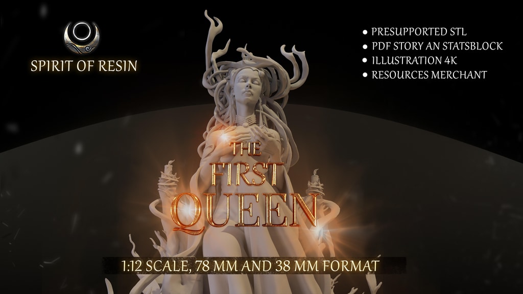 STL The First Queen 3d model 1:12 scale, 75mm and 38mm.