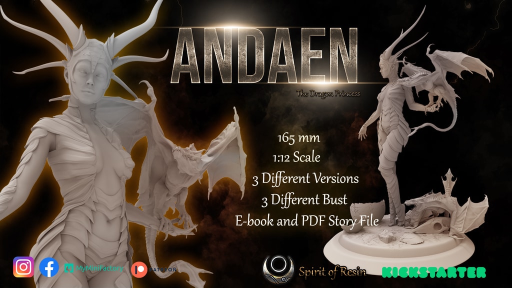 STL Andaen The Dragon Princess 3d model 1:12 scale