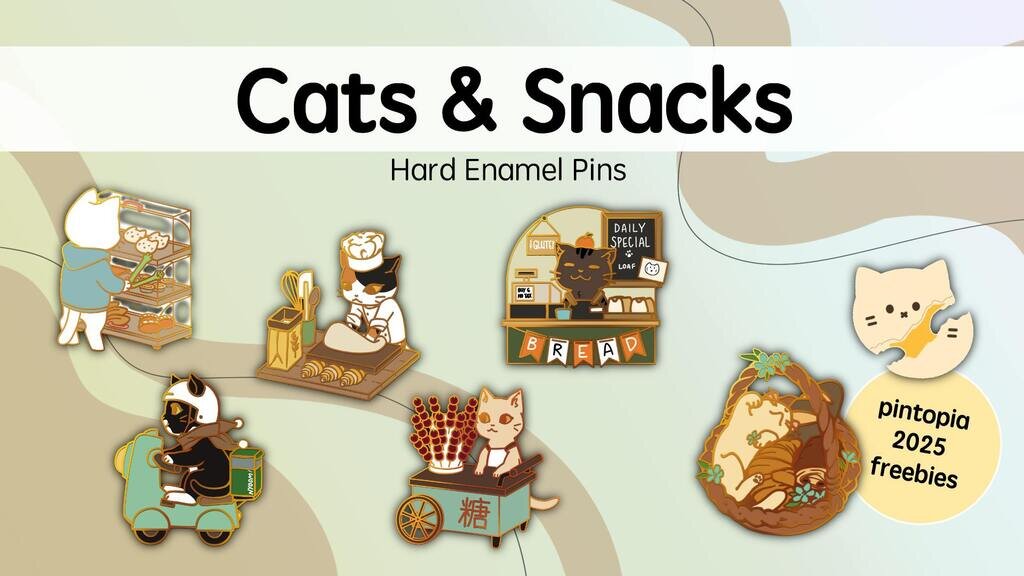 Cats and Snacks: Enamel Pin Collection