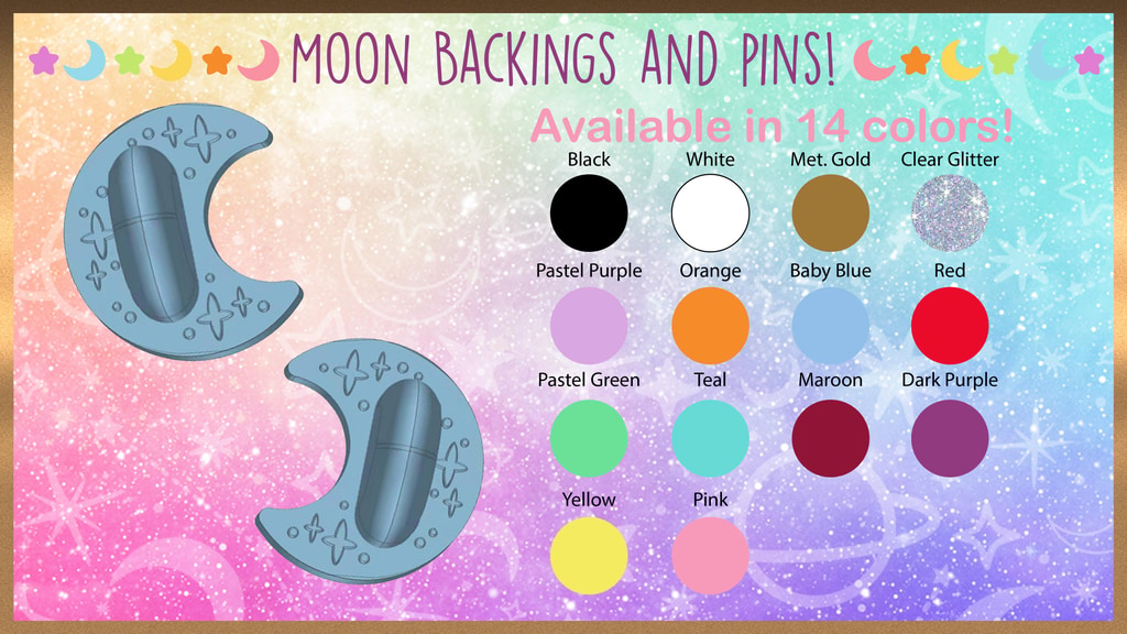 Moon Backings and Enamel Pins