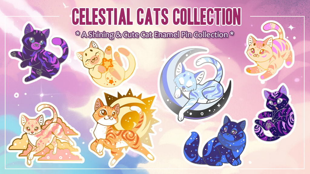 Celestial Cats - a collection of ethereal feline enamel pins