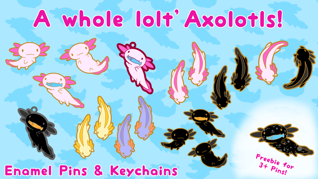 A whole lotl' Axolotls! Emamel Pin Collection