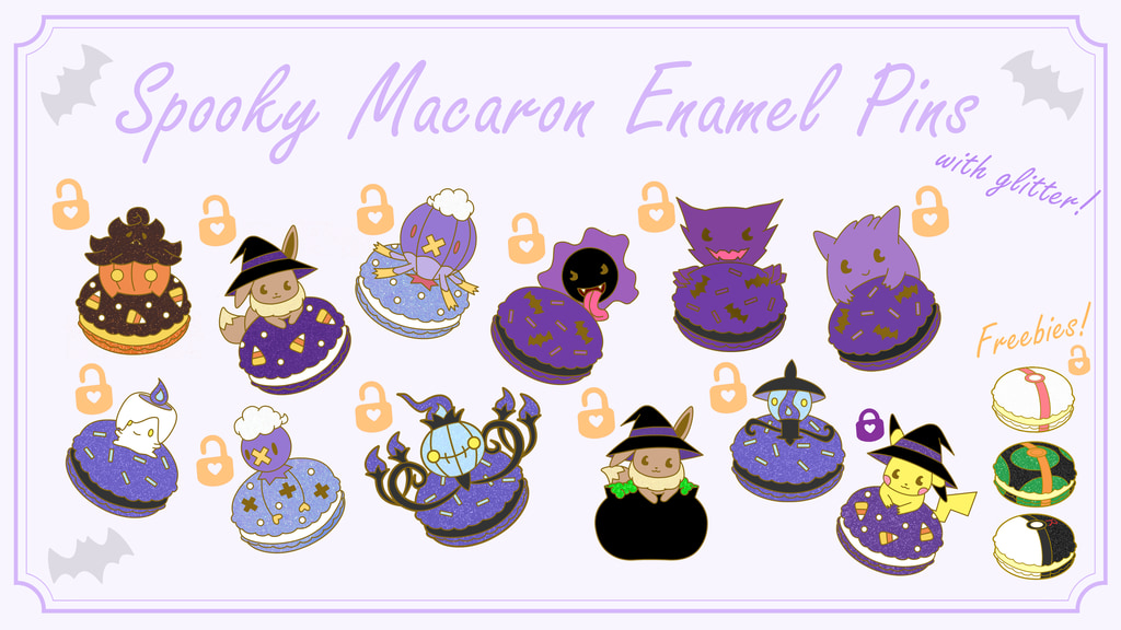 Spooky Macaron Enamel Pins