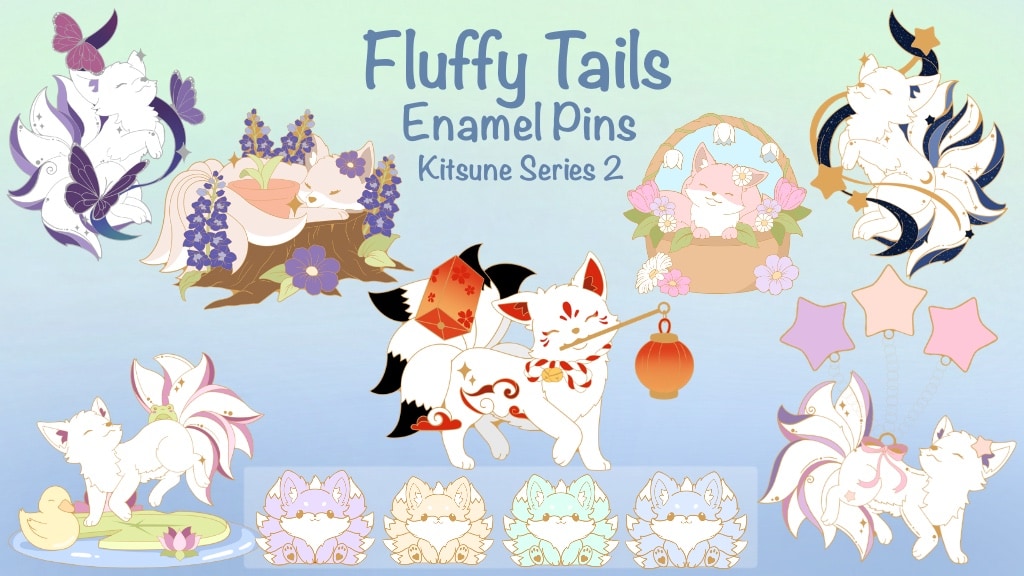 Fluffy Tails-Kitsune Enamel Pin Series 2