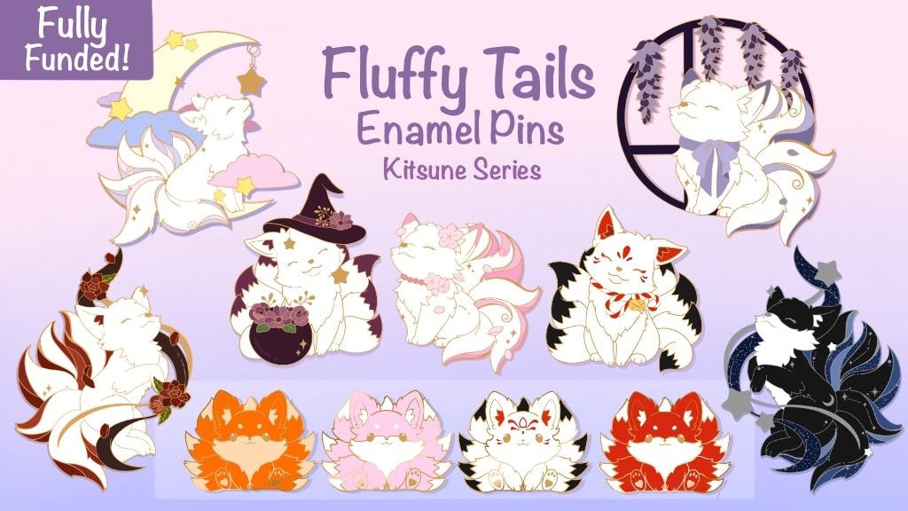 Fluffy Tails- Kitsune Enamel Pins