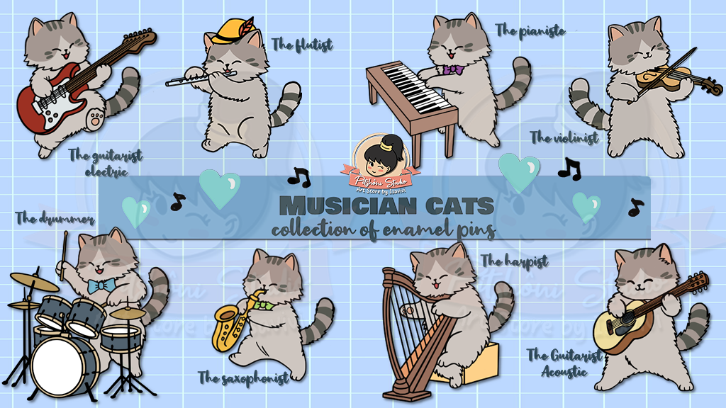 Enamel pins : The cats make music