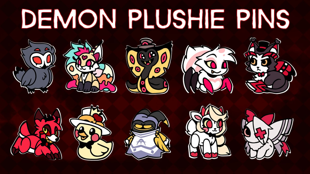 Demon Plushie Hard Enamel Pins