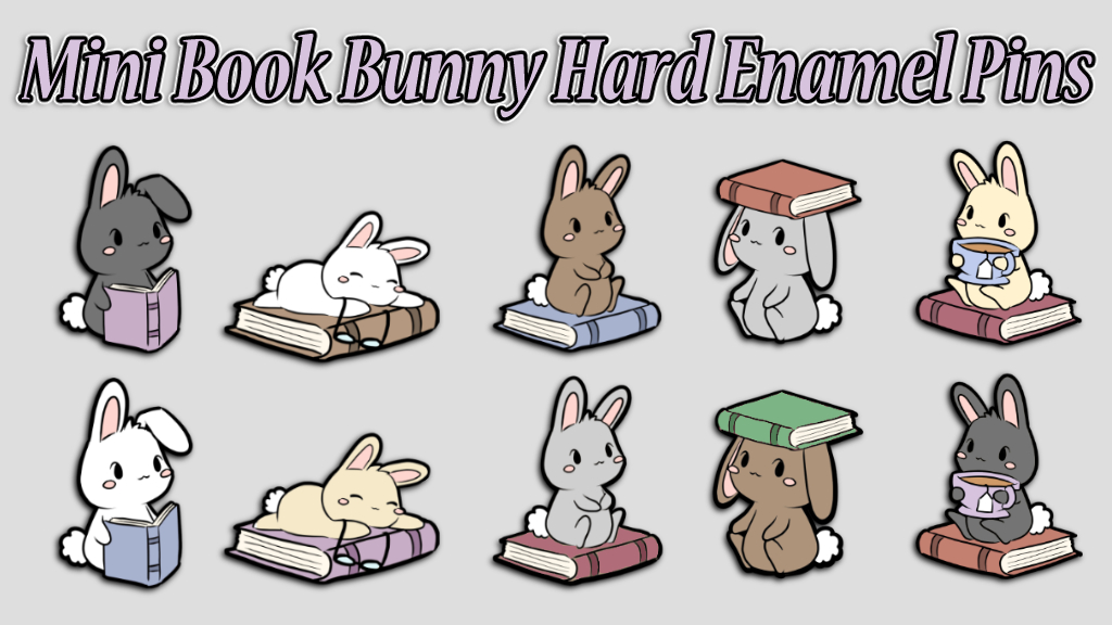 Book Bunny Hard Enamel Pin Quickstarter