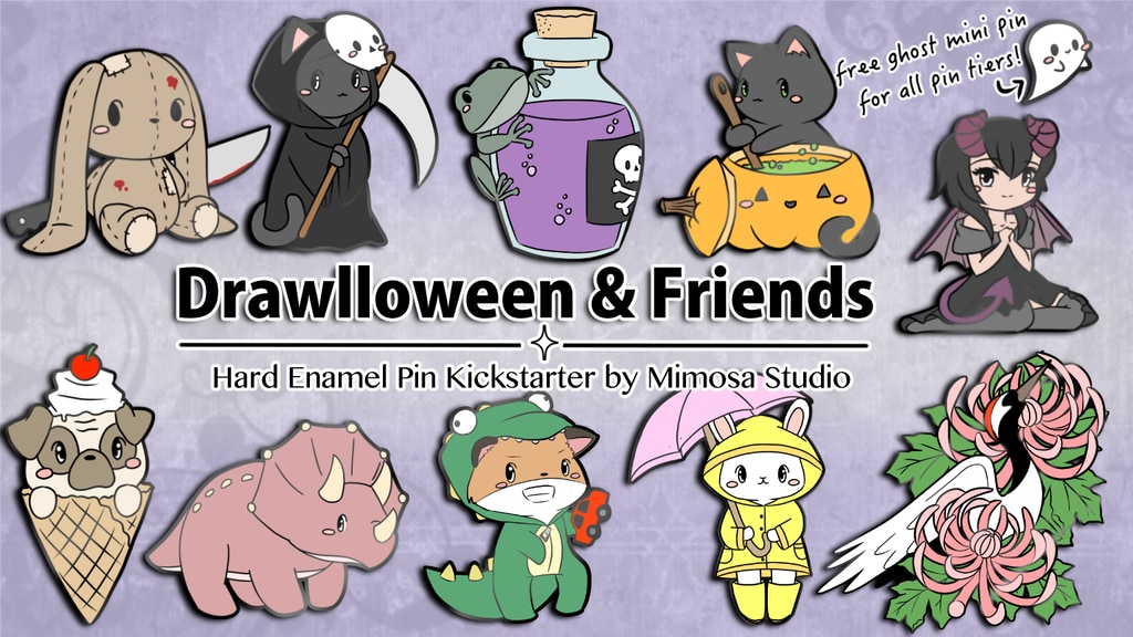 Drawlloween and Friends: Hard Enamel Pin Kickstarter