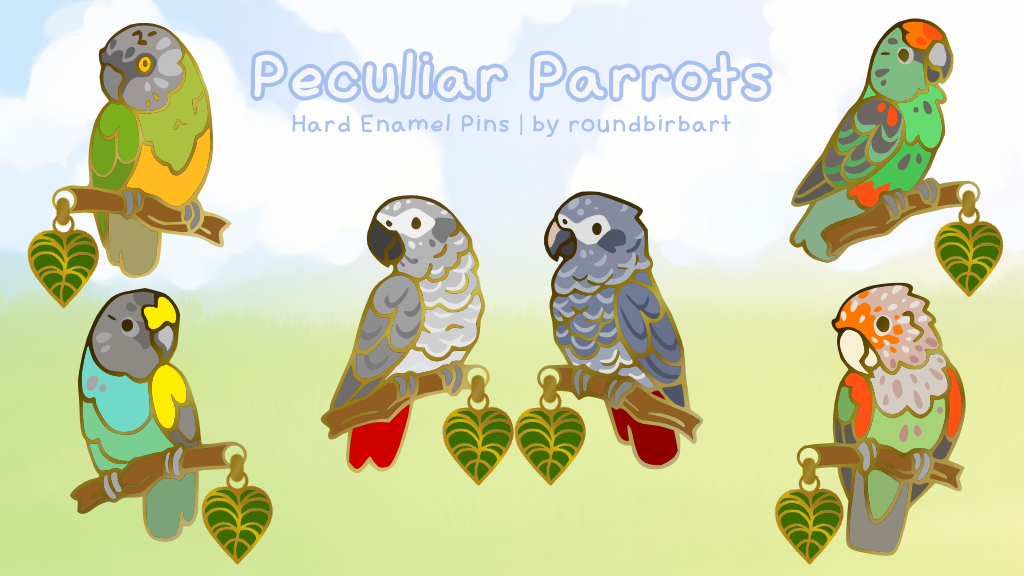 Peculiar Parrots: Hard Enamel Pins | Part 8: Africa's Aviary