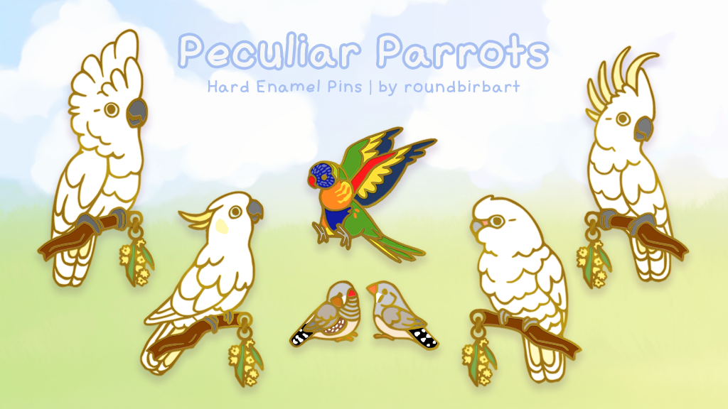 Peculiar Parrots: Hard Enamel Pins | Part 6: Aussie Skies