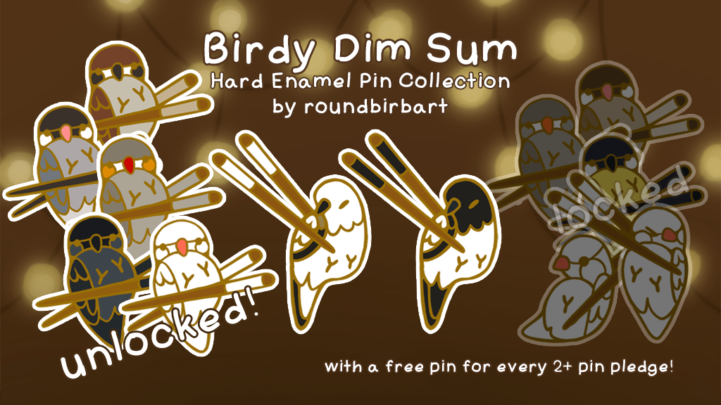 Birdy Dim Sum: Hard Enamel Bird Pin Set