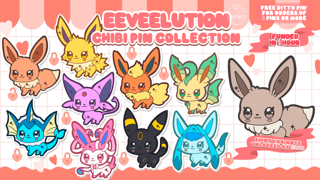Pokémon - Eeveelution Chibi Enamel Pins