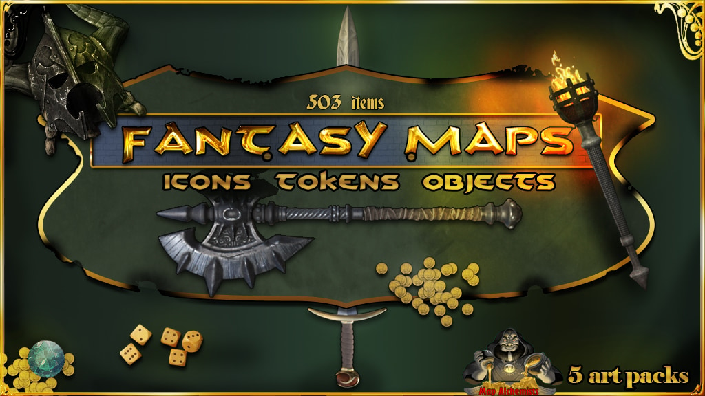 Fantasy Maps Icon /token/Objects set 5 combined art pack