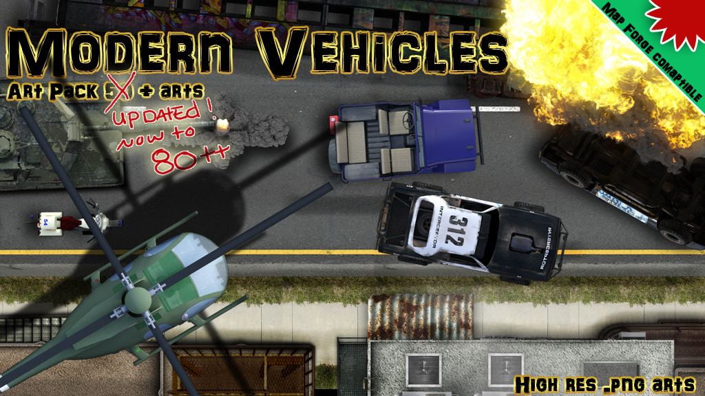 RPG Art pack: Modern days Vehicules