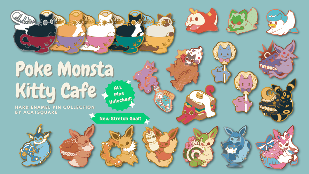 Poke Monsta x Kitty Cafe | Enamel Pins Collection