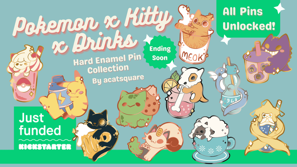 Pokemon x Kitty x Drinks | Enamel Pin Collection