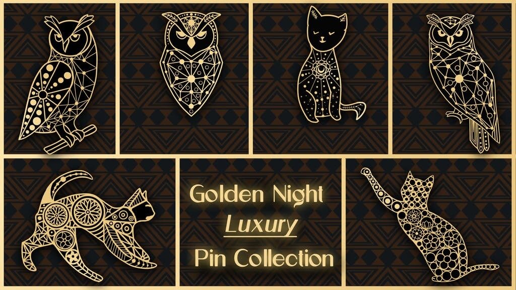 Golden Night - Cat and Owl: Luxury Pin Collection