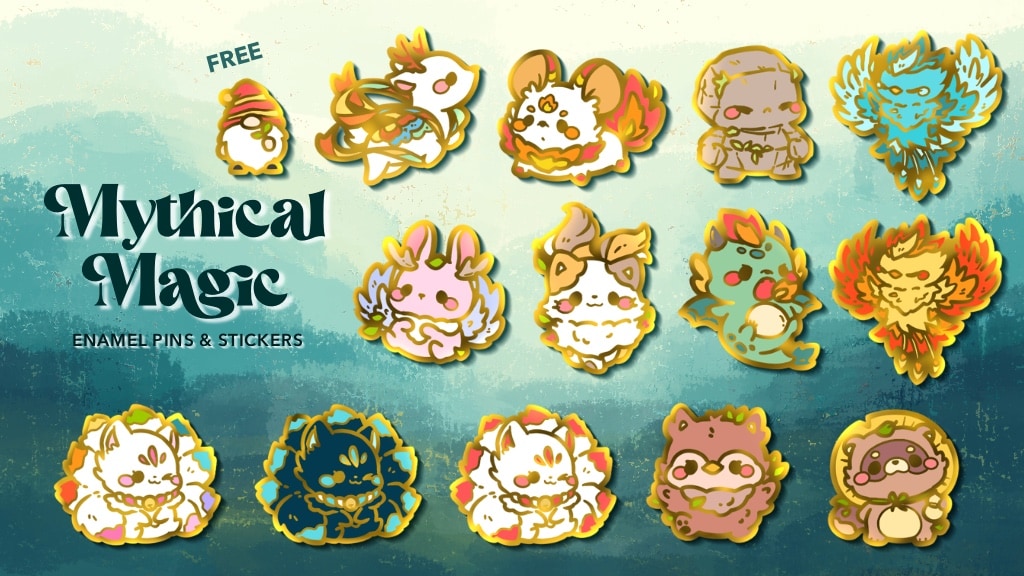 Mythical Magic Creatures Enamel Pins and Stickers