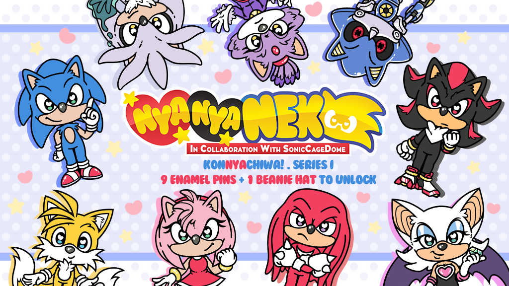 Nya Nya Neko Hard Enamel Pins, Hedgehog Edition, Series I